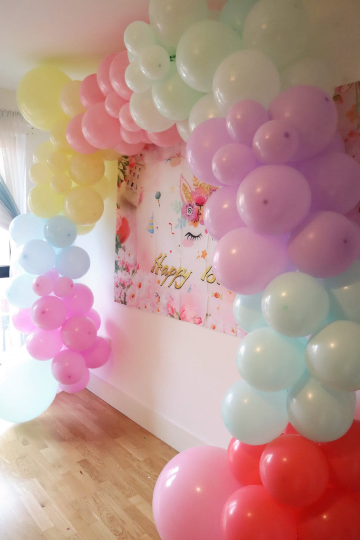 Happy Birthday Unicorn backdrop with Rainbow Unicorn Balloon Garland Arch kit