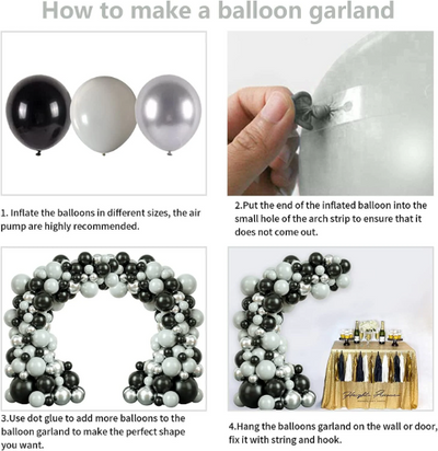 Double Layered Black, Silver and Grey Balloon Garland - Partyshakes Balloons