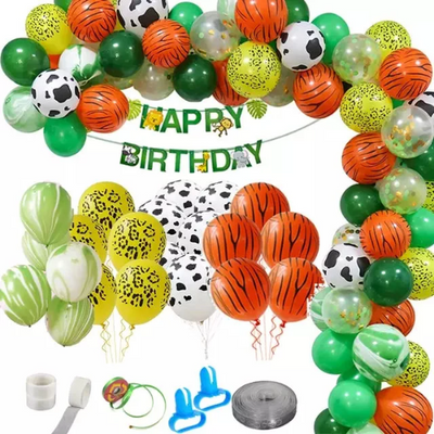 Safari Wild One Jungle Theme Balloon Garland - Partyshakes Balloons