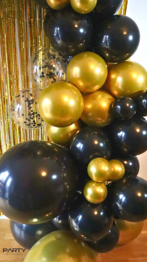 DIY Black and Gold Confetti Balloon Garland Arch for Birthday and Graduations - Partyshakes Balloons