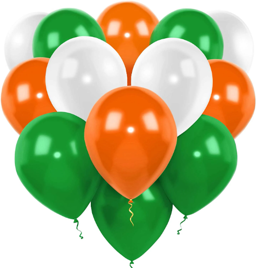 24pcs Green, White and Orange Balloons for St Patrick's Day