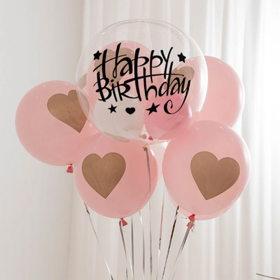 Premium 22" Crystal Clear Latex Balloon with Happy Birthday Vinyl Sticker - Partyshakes balloons