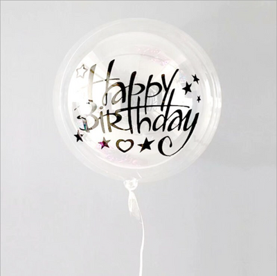 Premium 22" Crystal Clear Latex Balloon with Happy Birthday Vinyl Sticker