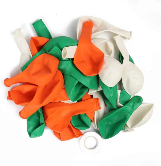 24pcs Green, White and Orange Balloons for St Patrick's Day
