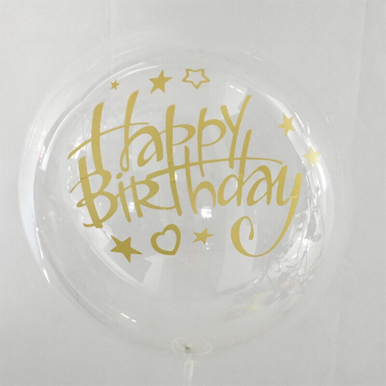 Premium 22" Crystal Clear Latex Balloon with Happy Birthday Vinyl Sticker