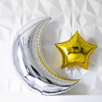 2pcs Moon and Star Foil Balloons - Partyshakes Silver balloons