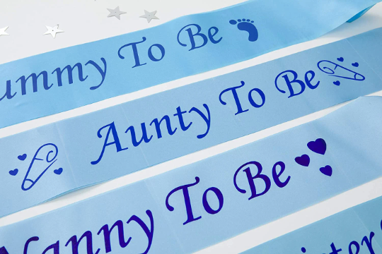 Stylish Blue Aunty-To-Be Satin Sash for Baby Shower Celebration - Partyshakes Baby Shower