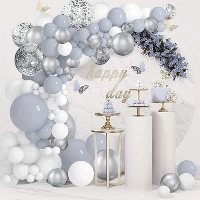 DIY Premium Blue-Grey and White Balloon Garland - Partyshakes Balloons