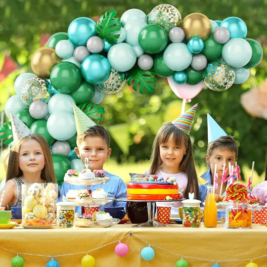 Jungle Theme Green and Gold Balloon Garland - Partyshakes balloons