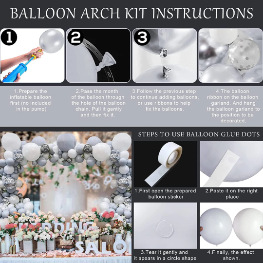 DIY Premium Blue-Grey and White Balloon Garland