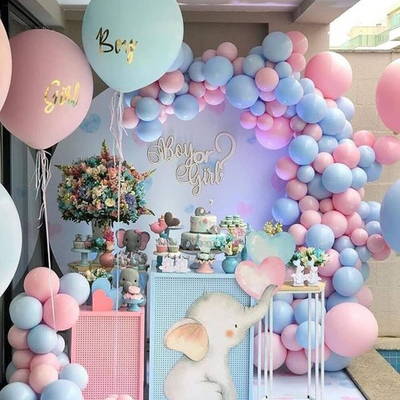 Gender Reveal Pink and Blue Balloon Garland with metallic Silver Balloons - Partyshakes Gender Reveal