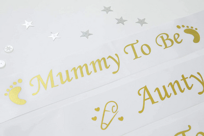 Elegant White Mummy-To-Be Satin Sash for Baby Shower Celebration