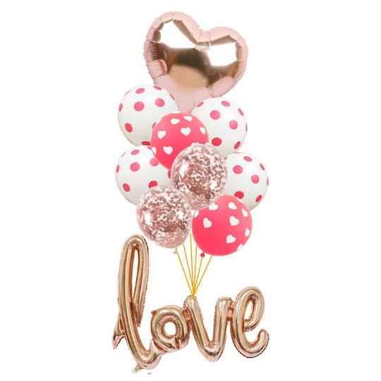 Valentine's Day Red and White Latex and Foil Balloons - Partyshakes Rose Gold and Red balloons