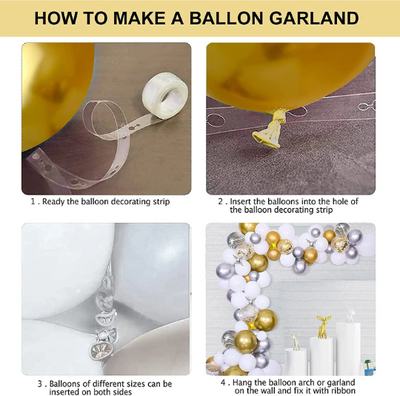 81pcs Gold, White and Silver Balloon Garland Kit