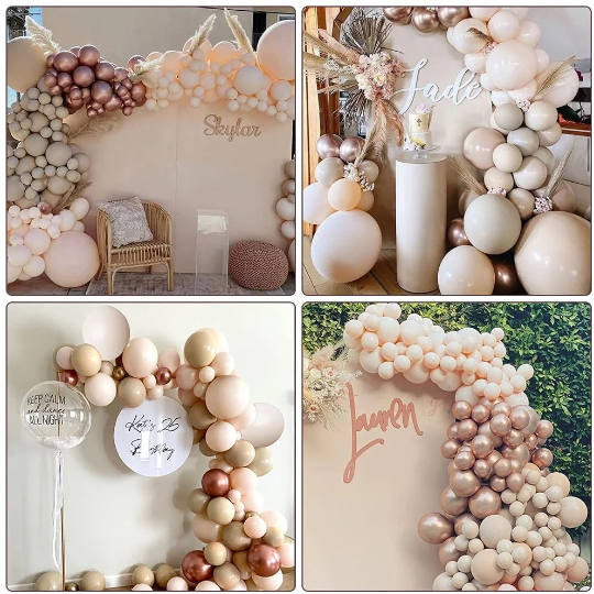 Arch of Double-stuffed Apricot Champagne Cream Balloons