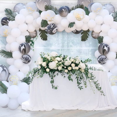 White and Black Marble Balloon Garland Arch Kit