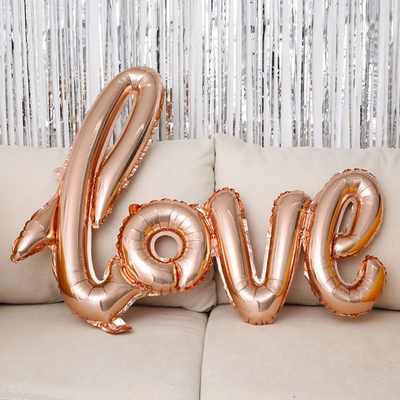 Red or Rose Gold Love Letter Text Balloon
