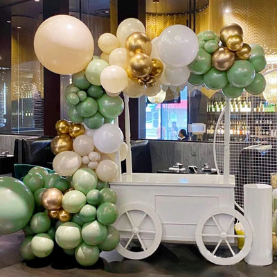 Premium Sage Green Balloon Garland Kit with Apricot and  White Balloons Metallic Gold Balloon
