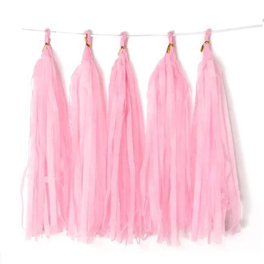 15pcs Pink White and Gold Tassel Garland Party Decorations
