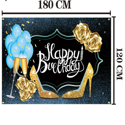 Get the Perfect Birthday Instagram Shot with Our Stylish Black and Gold Happy Birthday Backdrop