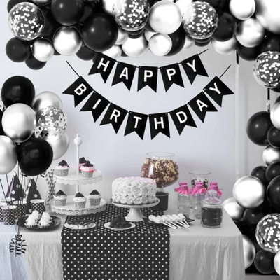 DIY 18inch Black and Silver Confetti Balloon Garland Arch