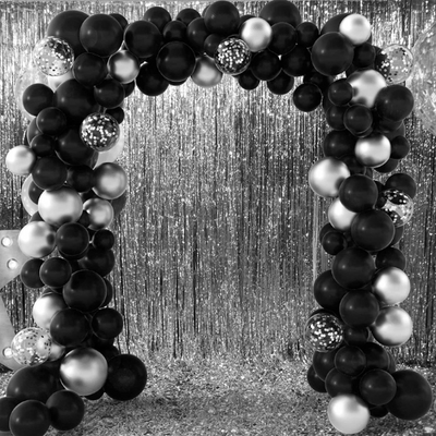DIY 18inch Black and Silver Confetti Balloon Garland Arch