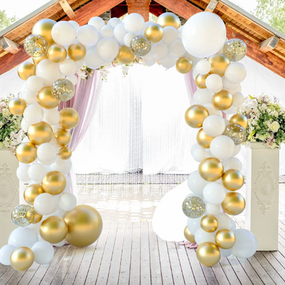 DIY 18inch Gold Chrome, White and Gold Confetti Balloon Garland Arch