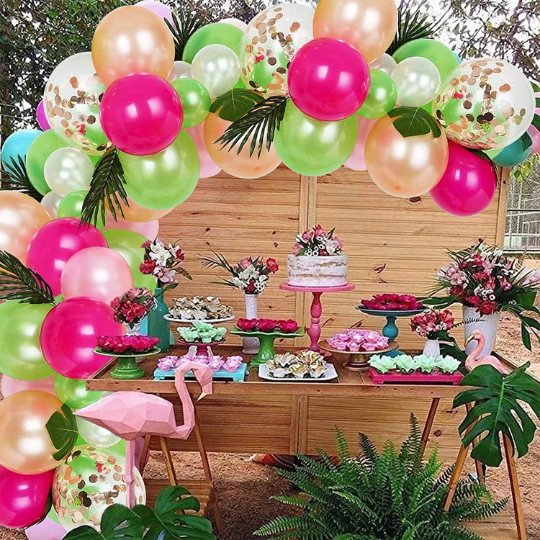 Hawaiian Party Tropical Balloon Garland, Luau Balloons Garland - Partyshakes Balloons