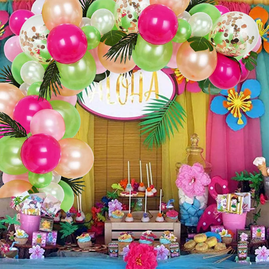 Hawaiian Party Tropical Balloon Garland, Luau Balloons Garland
