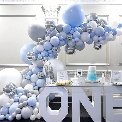 Macaron Blue and Grey Balloon Garland - Partyshakes Balloons