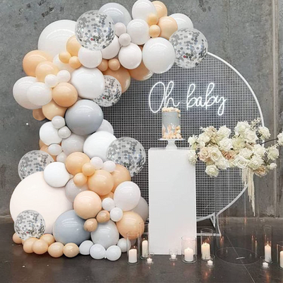 DIY Premium Grey, Blush and White Balloon Arch, Giant Grey Balloon