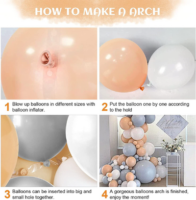 DIY Premium Grey, Blush and White Balloon Arch, Giant Grey Balloon