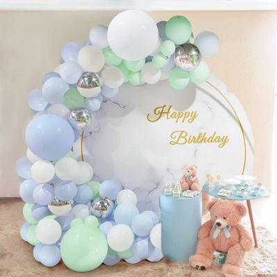 Macaron Blue, Mint Green, White Balloon Garland Kit