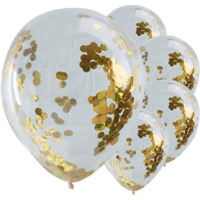 Gold Heart and White Balloon Bouquet