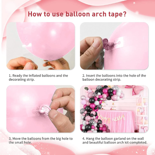 Pink and Black Balloon Garland Arch