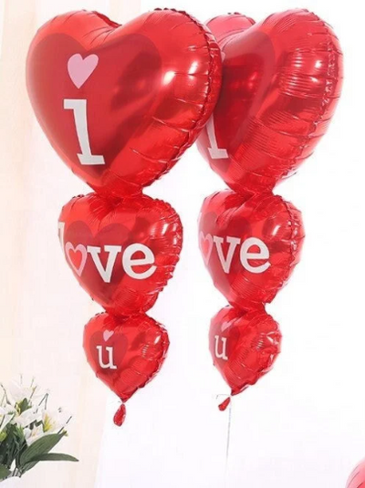 Giant I Love You" Heart Foil Balloon, Valentine's Teddy Bear Foil Balloons - Partyshakes 2x Heart balloons Balloons