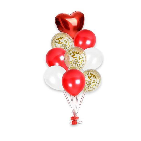 Red, White and Gold Balloon Set - Partyshakes Single bouquet balloons
